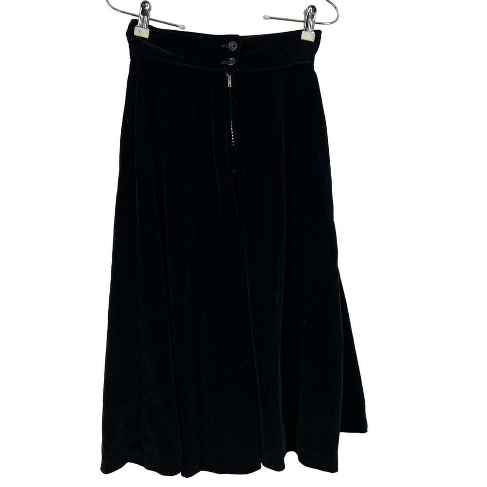 Vintage McArthur Velvet Western 1960's Black Skirt Midi Ankle Length Women Small